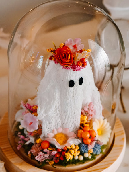 "May Queen" Ghostie In Glass Cloche