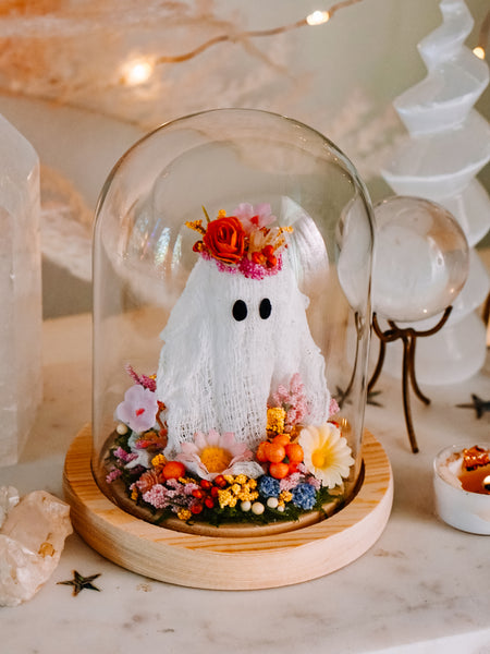 "May Queen" Ghostie In Glass Cloche