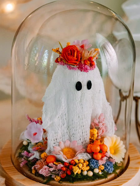 "May Queen" Ghostie In Glass Cloche