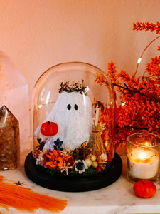 Autumnal Ghostie In Glass Cloche