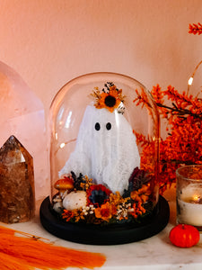 Autumnal Ghostie In Glass Cloche