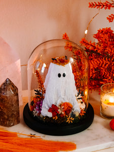 Autumnal Ghostie In Glass Cloche