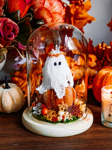 Autumnal Ghostie In Glass Cloche