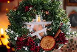 "Yule" Pentacle Wreath (9 inch)