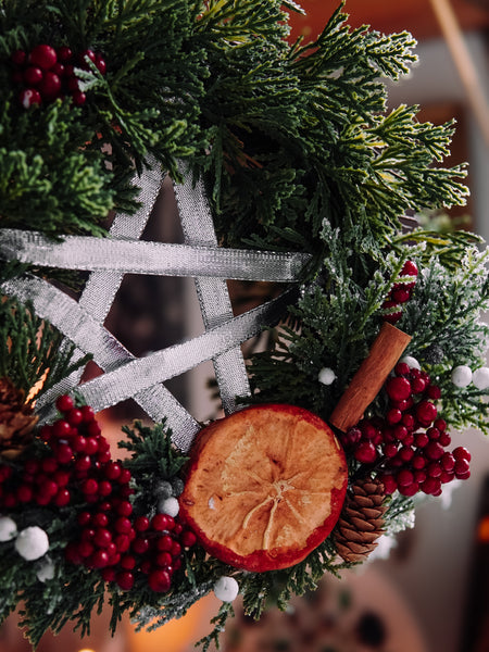 "Yule" Pentacle Wreath (9 inch)