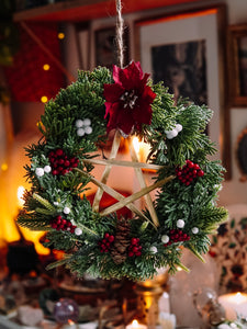 "Yule" Pentacle Wreath (9 inch)