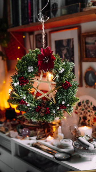 "Yule" Pentacle Wreath (9 inch)