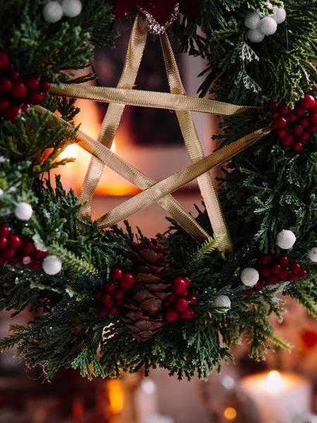 "Yule" Pentacle Wreath (9 inch)