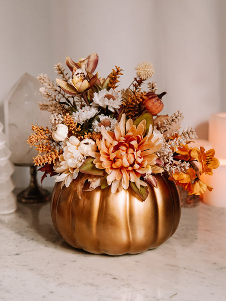 Large Ceramic Pumpkin Flower Arrangement