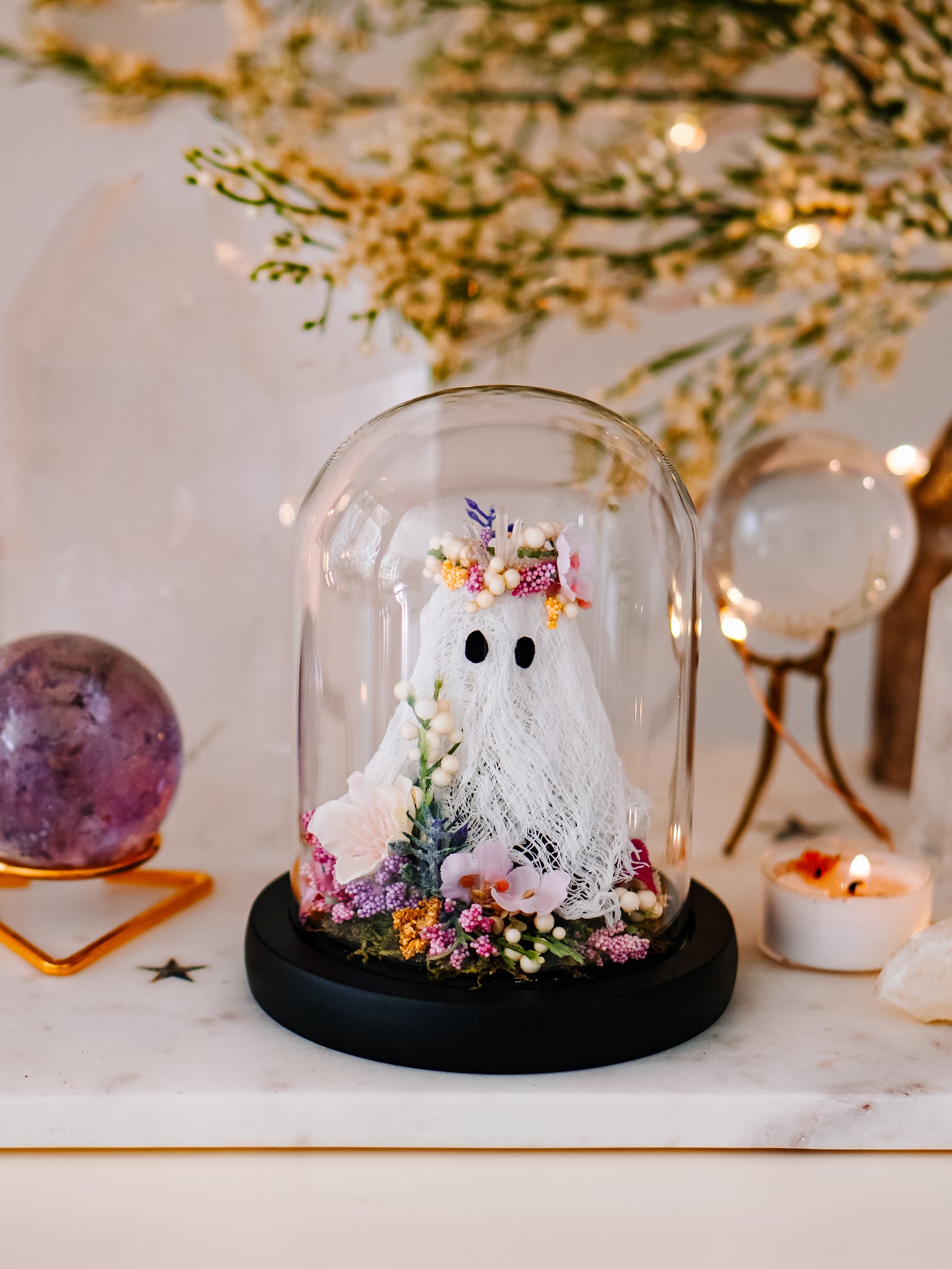 "May Queen" Ghostie In Glass Cloche (Mini)