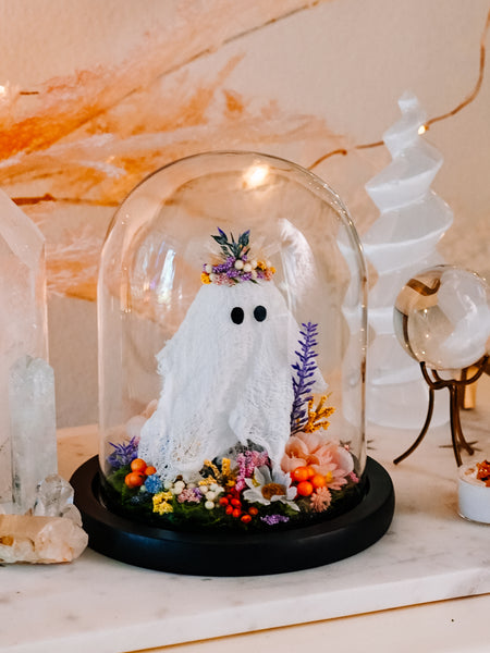 "May Queen" Ghostie In Glass Cloche