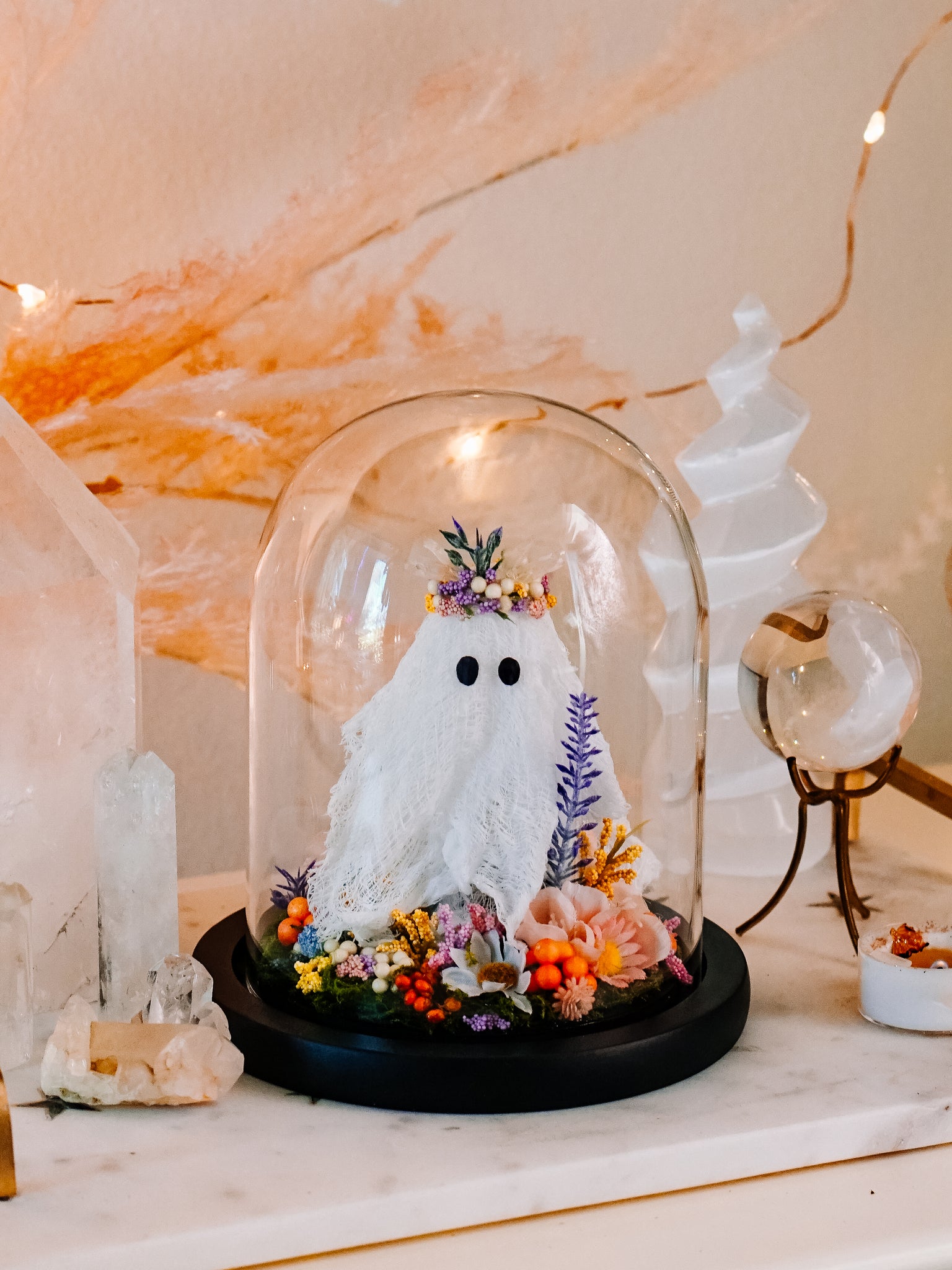 "May Queen" Ghostie In Glass Cloche