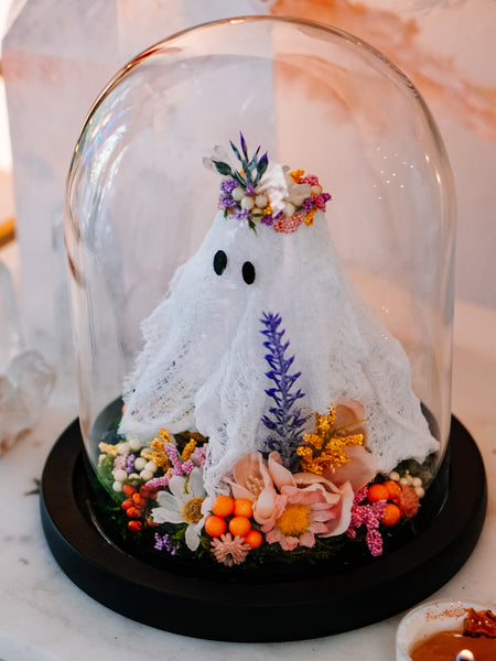 "May Queen" Ghostie In Glass Cloche