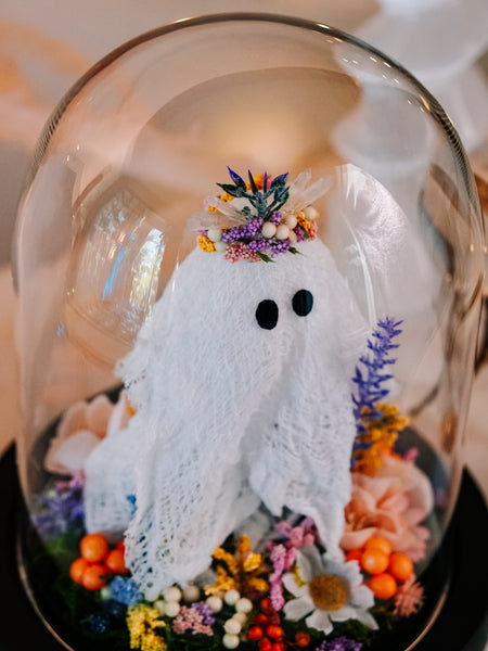 "May Queen" Ghostie In Glass Cloche