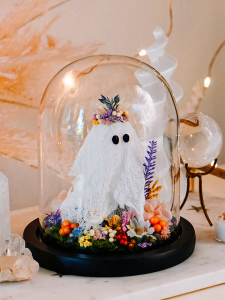 "May Queen" Ghostie In Glass Cloche