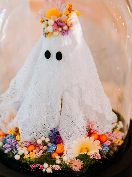 "May Queen" Ghostie In Glass Cloche