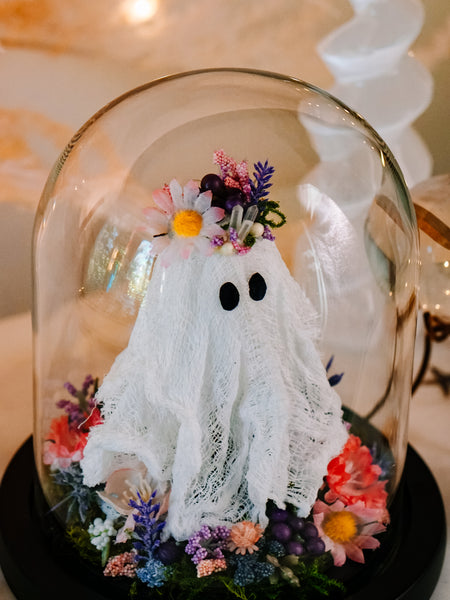 "May Queen" Ghostie In Glass Cloche