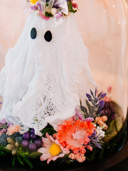 "May Queen" Ghostie In Glass Cloche