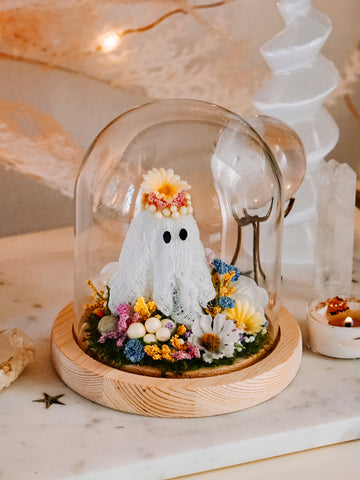 "May Queen" Ghostie In Glass Cloche (small)