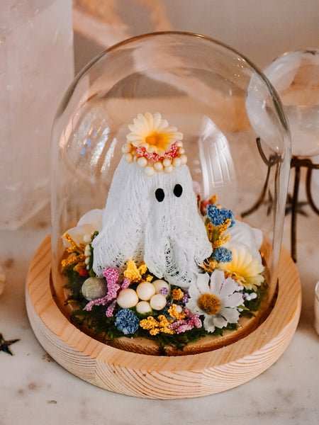 "May Queen" Ghostie In Glass Cloche (small)