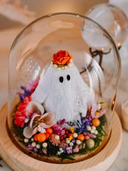 "May Queen" Ghostie In Glass Cloche (small)