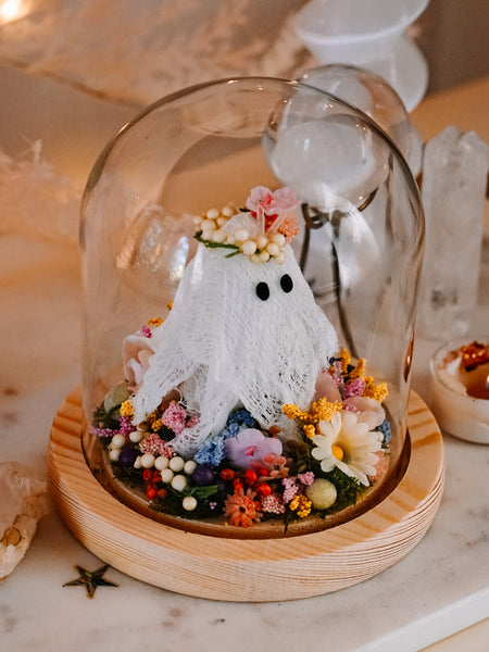 "May Queen" Ghostie In Glass Cloche (small)