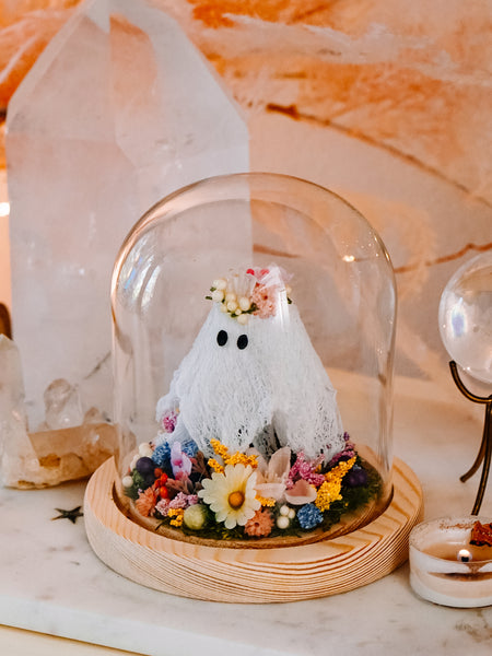 "May Queen" Ghostie In Glass Cloche (small)