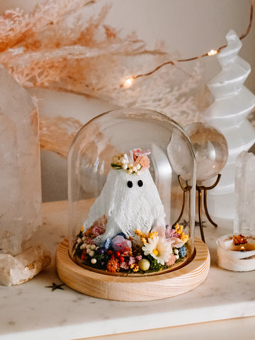 "May Queen" Ghostie In Glass Cloche (small)