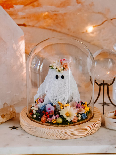 "May Queen" Ghostie In Glass Cloche (small)