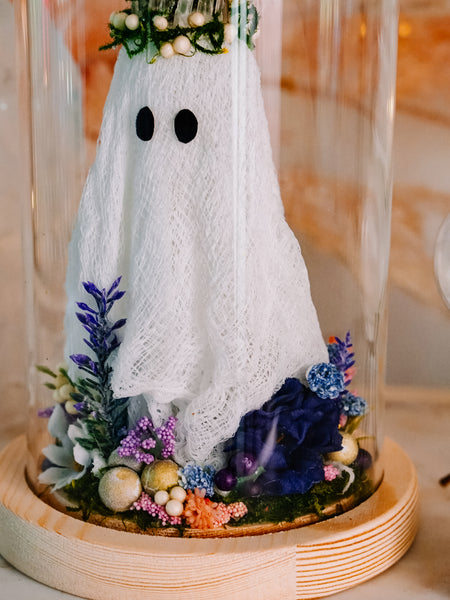 "May Queen" Ghostie In Glass Cloche