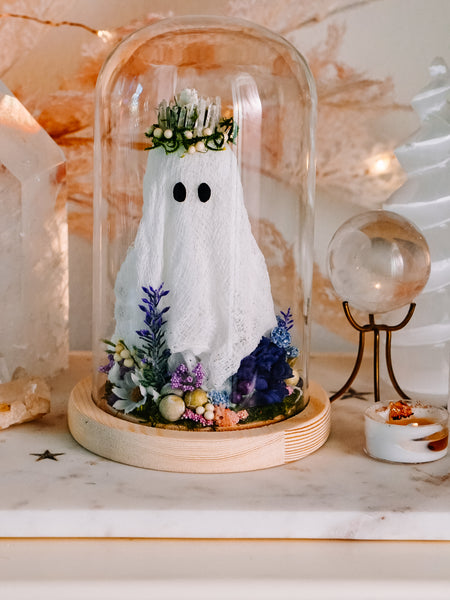 "May Queen" Ghostie In Glass Cloche