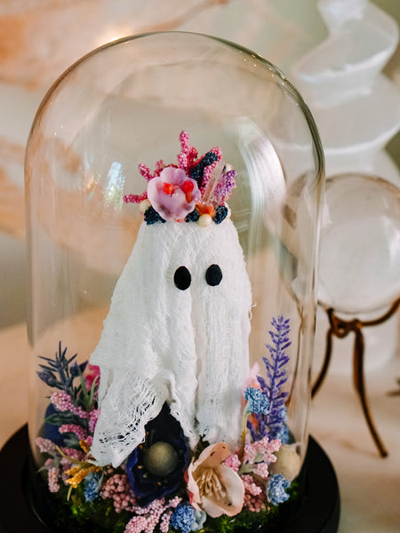 "May Queen" Ghostie In Glass Cloche