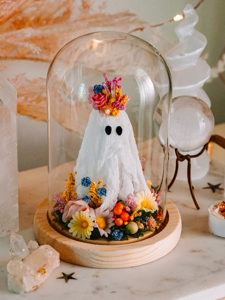 "May Queen" Ghostie In Glass Cloche