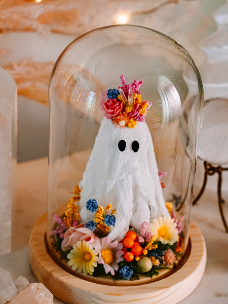 "May Queen" Ghostie In Glass Cloche