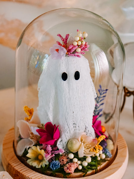 "May Queen" Ghostie In Glass Cloche