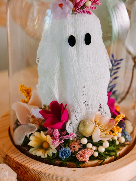 "May Queen" Ghostie In Glass Cloche