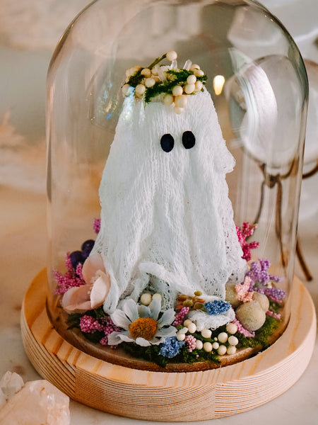 "May Queen" Ghostie In Glass Cloche