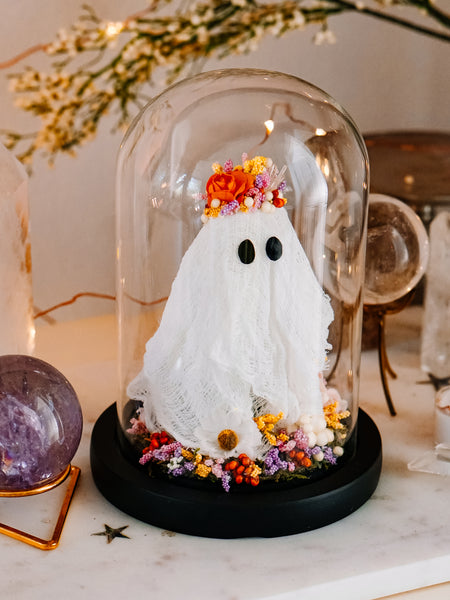 "May Queen" Ghostie In Glass Cloche