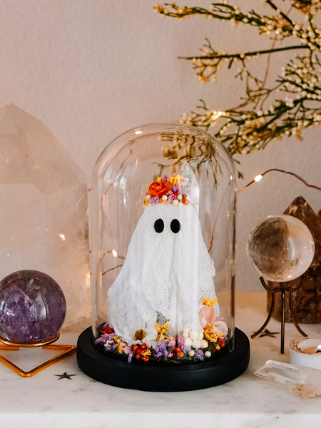 "May Queen" Ghostie In Glass Cloche