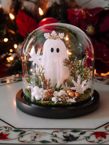 Winter Snow Queen Ghostie In Glass Cloche