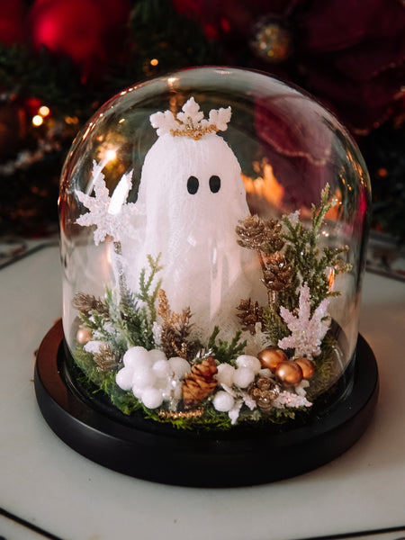 Winter Snow Queen Ghostie In Glass Cloche