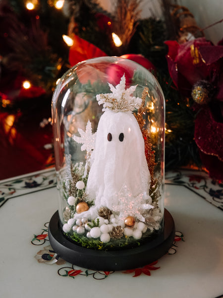 Winter Snow Queen Ghostie In Glass Cloche