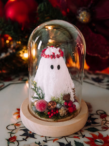 Yuletide Winter Ghostie In Glass Cloche (itty bitty)