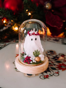 Yuletide Winter Ghostie In Glass Cloche (itty bitty)