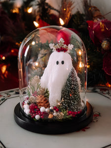 Yuletide Winter Ghostie In Glass Cloche