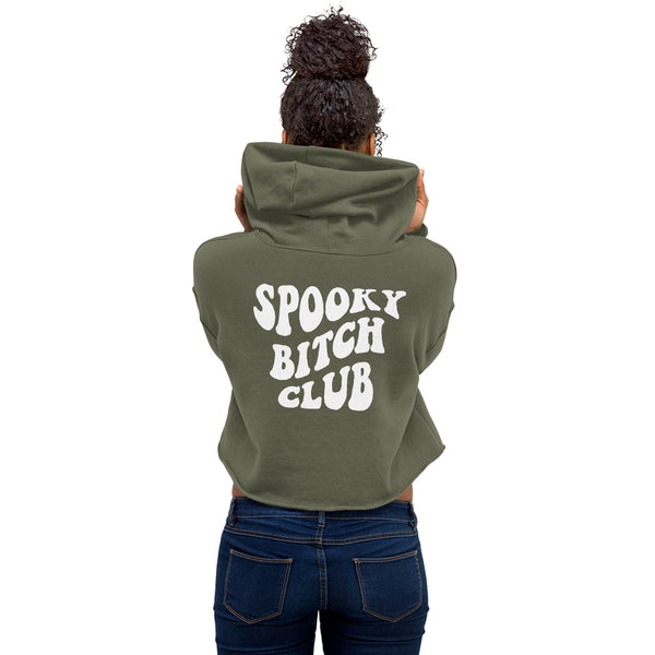 Retro "Spooky Club" Cropped Hoodie