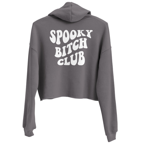 Retro "Spooky Club" Cropped Hoodie