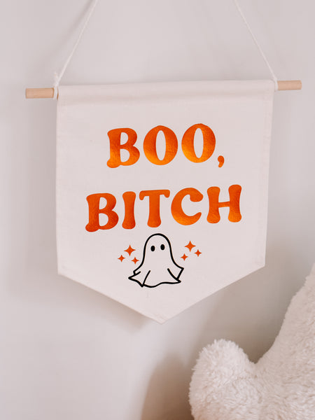 "Boo" Ghostie Canvas Pendant Sign