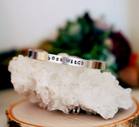 "Boss Witch" Stamped Bangle