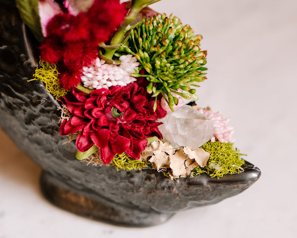 crescent succulents Crescent Moon Planter With Faux Succulents – Twig And Stone